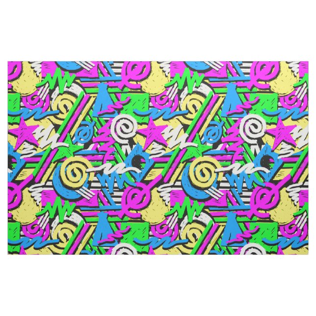 90s neon scribble fabric (Fat Quarter)