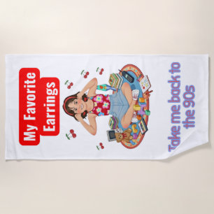 90s Nostalgia girl  Beach Towel