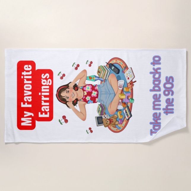 90s Nostalgia girl  Beach Towel (Front)
