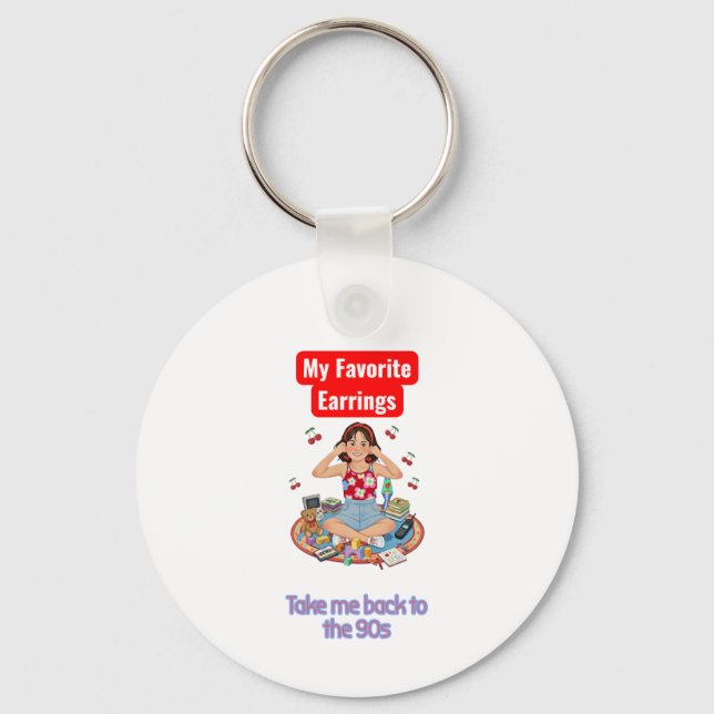 90s Nostalgia girl  Key Ring (Back)