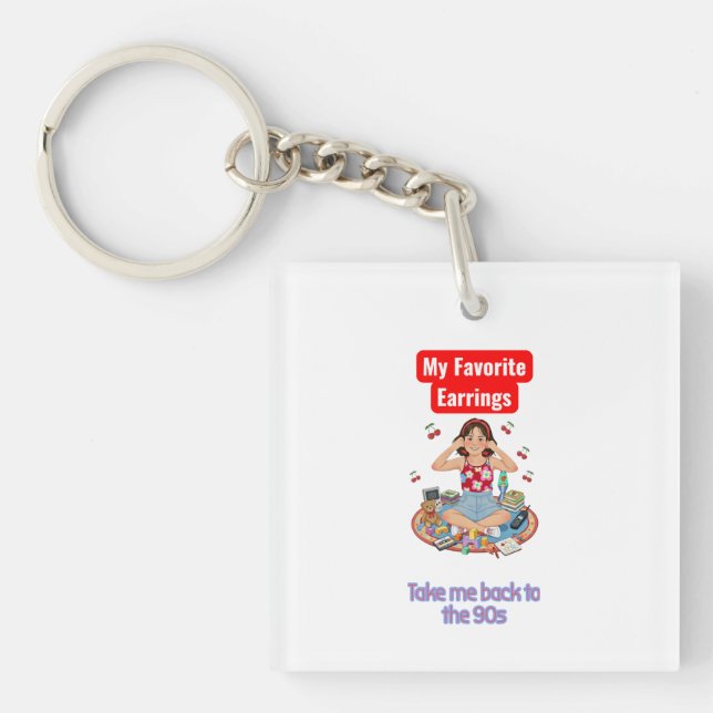 90s Nostalgia girl  Key Ring (Front)