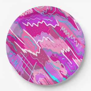 90s Nostalgia Pop Art in Magenta Paper Plate