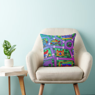 90s nostalgia, Track carpet Car Road nostalgia Cushion