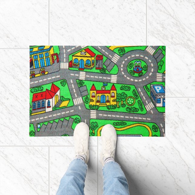 90s nostalgia, Track carpet Car Road nostalgia Doormat (Indoor)