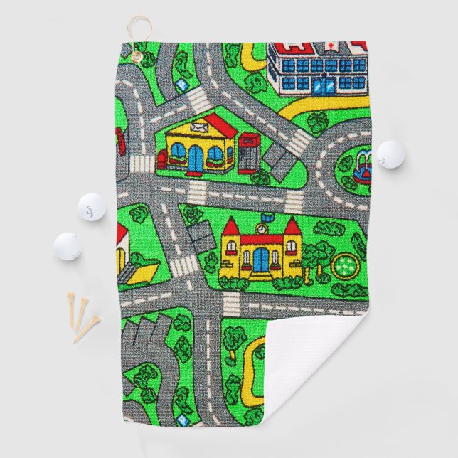 90s nostalgia, Track carpet Car Road nostalgia Golf Towel (InSitu)