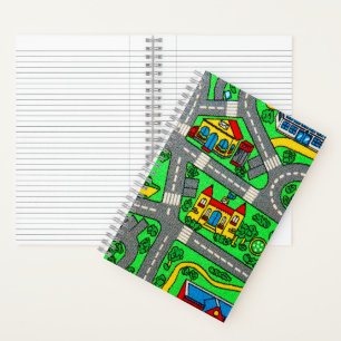 90s nostalgia, Track carpet Car Road nostalgia Notebook
