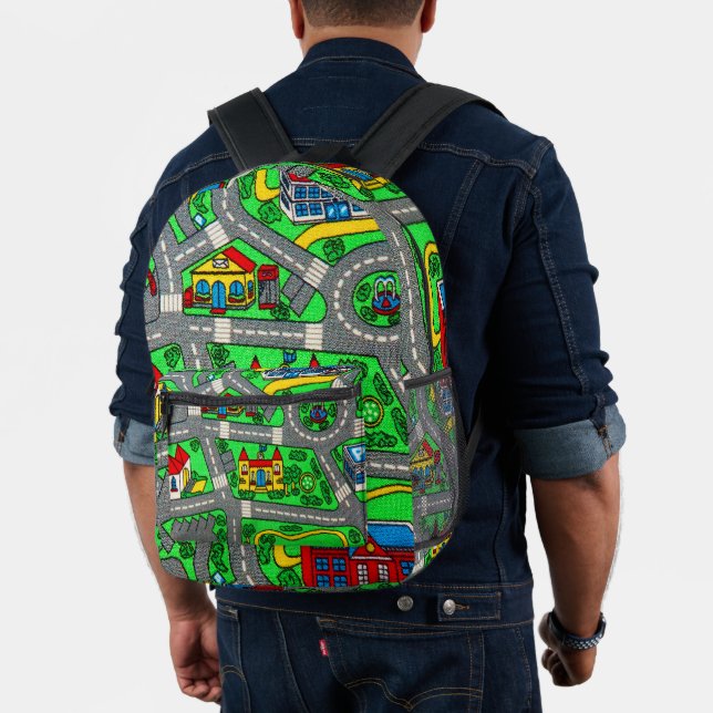90s nostalgia, Track carpet Car Road nostalgia Printed Backpack (Insitu (Model))