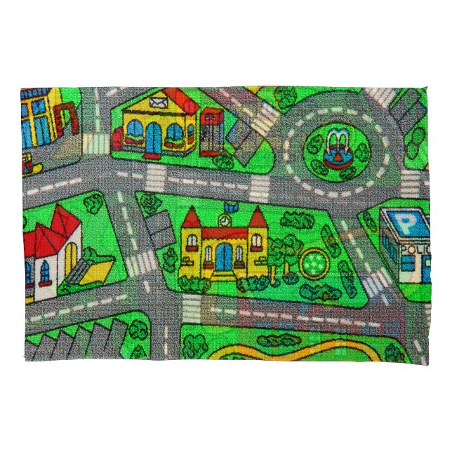 90s nostalgia, Track carpet Car Road nostalgic Pillowcase (Front)