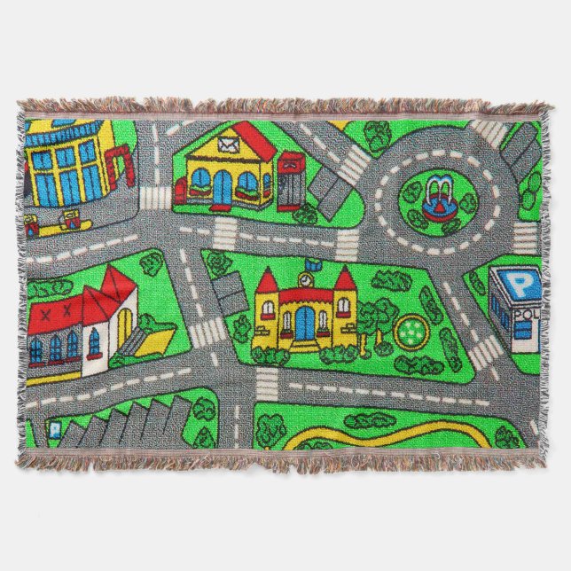 90s nostalgia, Track carpet Car Road nostalgic Throw Blanket (Front)