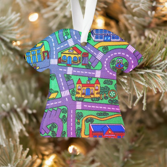 90s nostalgic, Track carpet Car Road nostalgia Ornament (Tree)