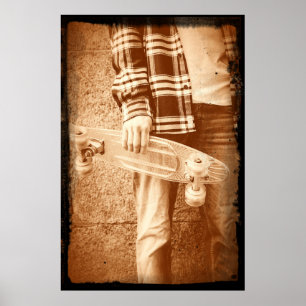 90's Old School Skateboard Poster