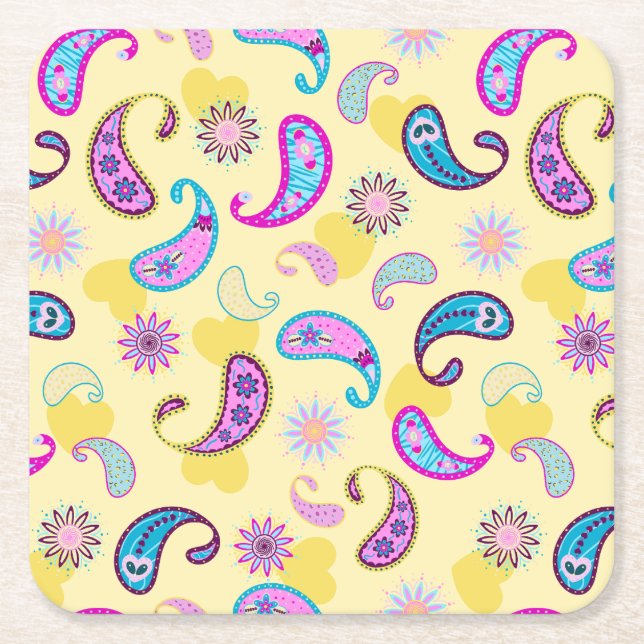 90s Paisley Square Paper Coaster (Front)