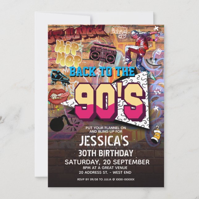 90's Party Birthday Invitation (Front)