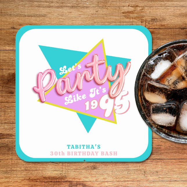 90s Party Like It's 1995 30th Birthday Party Square Paper Coaster (90s Party Like It's 1995 30th Birthday Party Square Paper Coaster
)
