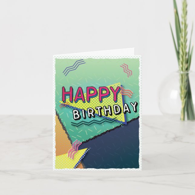 90's PARTY Theme Pattern Birthday Card (Front)