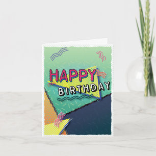 90's PARTY Theme Pattern Birthday Card