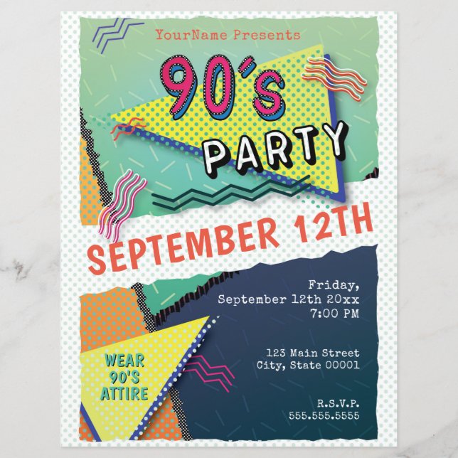90's PARTY Theme Pattern Flyer (Front)