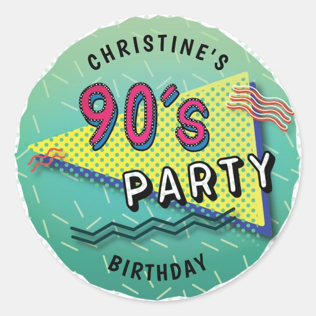 90's PARTY Theme Pattern Stickers (Front)