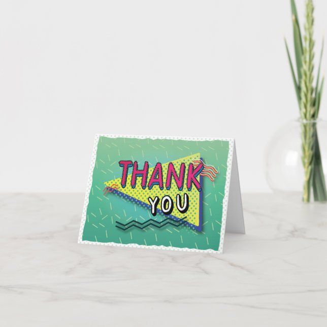 90's PARTY Theme Pattern Thank You Card (Front)