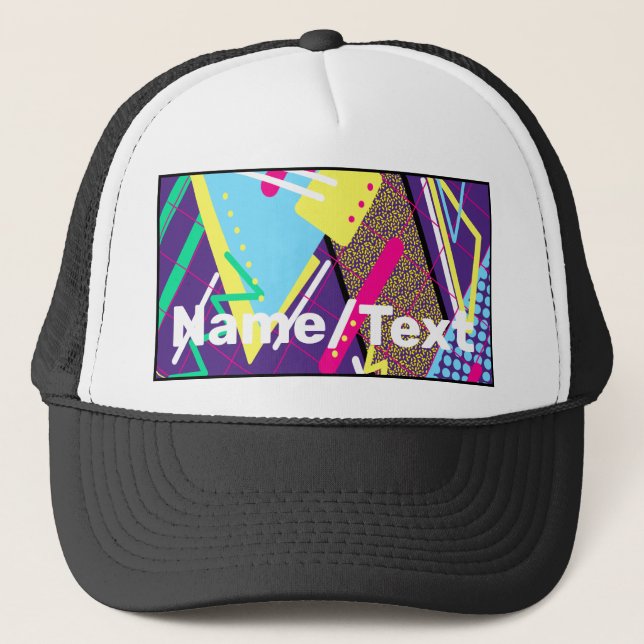 90s Pattern, Geometrical Retro Nineties  Trucker Hat (Front)