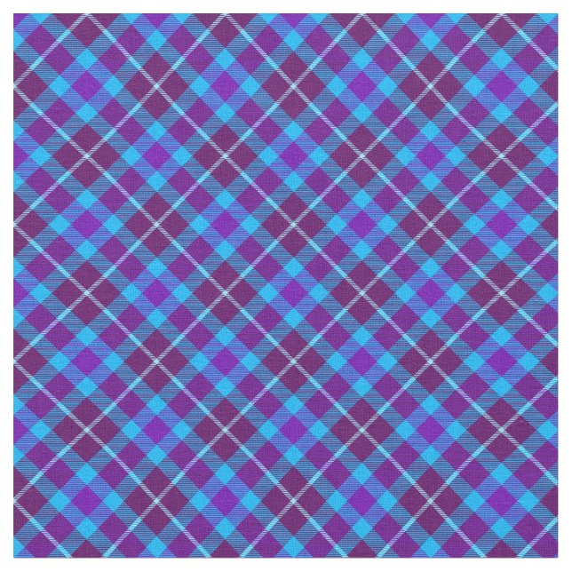 90s Plaid Grunge Purple Blue Pattern Trendy Unisex Fabric (Close Up)