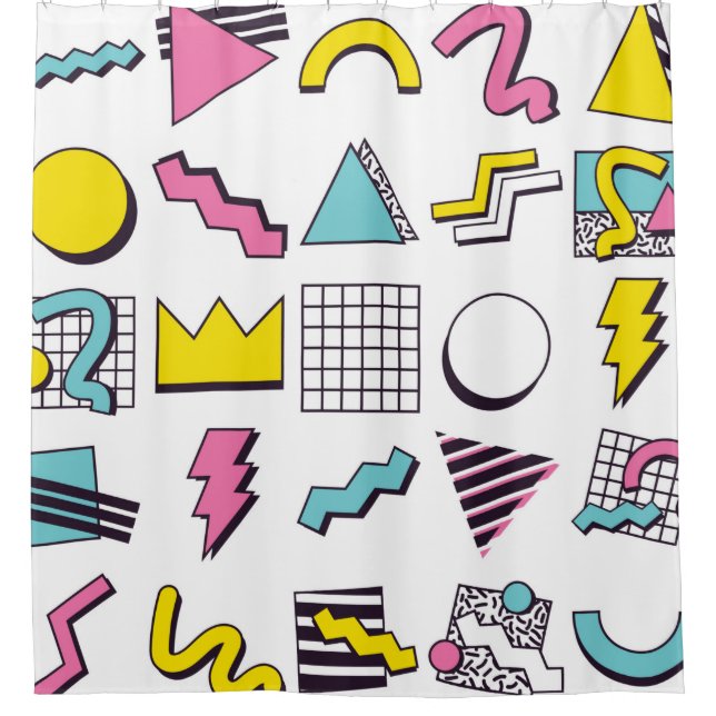 90's Pop Memphis Design Elements  Shower Curtain (Front)