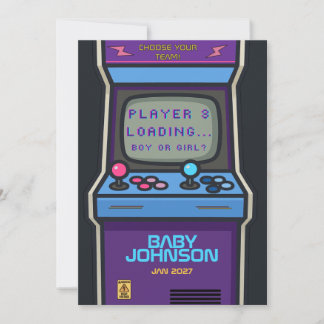 90s Retro Arcade Gender Reveal Player 3 Loading B Invitation