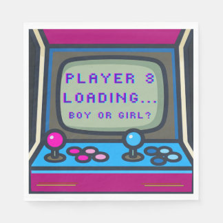 90s Retro Arcade Gender Reveal Player 3 Loading Napkin