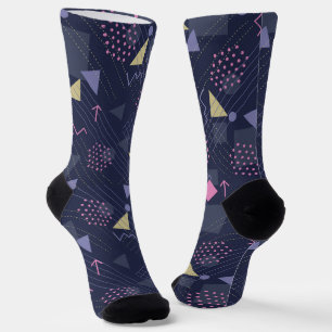 90's retro geometric pattern socks