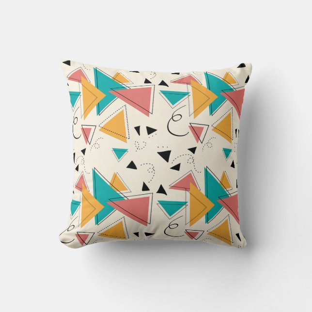 90s Retro  Geometric Throw Pillow (Front)