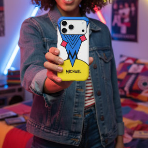 90s Retro Memphis Bauhaus Blue Yellow Red Monogram