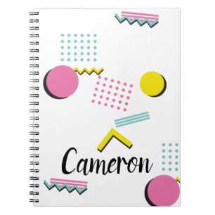 90s Retro Memphis Pattern with Custom Name Notebook