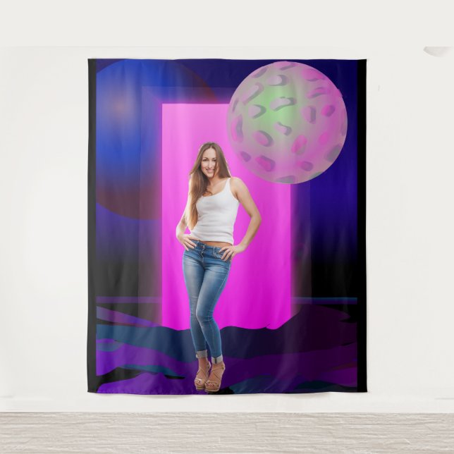 90's Retro Space Party Decoration Backdrop Tapestry (Front)