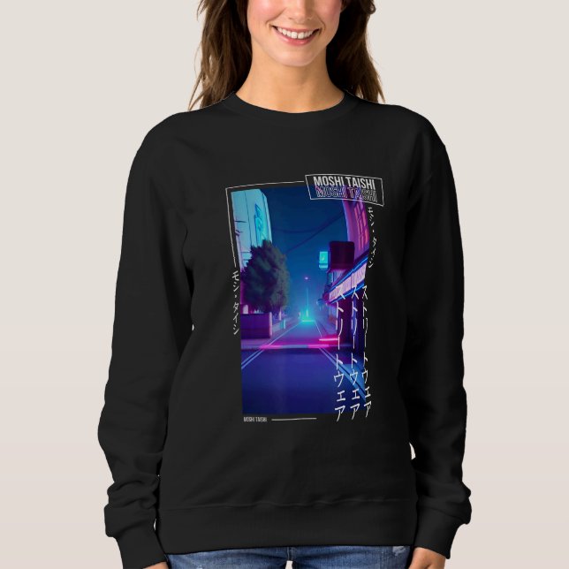 90's Retro Synthwave Japanese Vaporwave Otaku Aest Sweatshirt (Front)