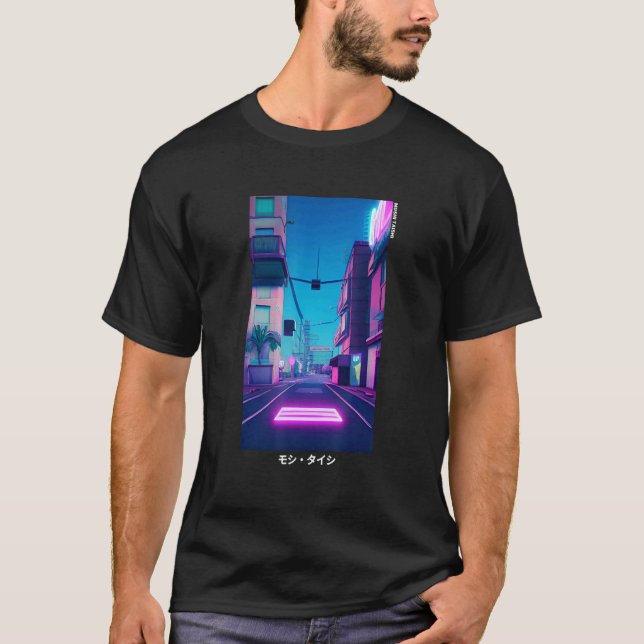 90's Retro Synthwave Japanese Vaporwave Otaku Aest T-Shirt (Front)