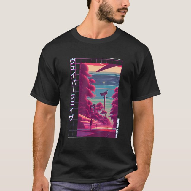 90's Retro Synthwave Japanese Vaporwave Otaku Aest T-Shirt (Front)