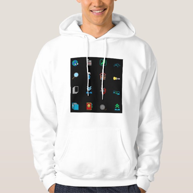 90s Retro Tech and Web Icon Pattern Hoodie (Front)