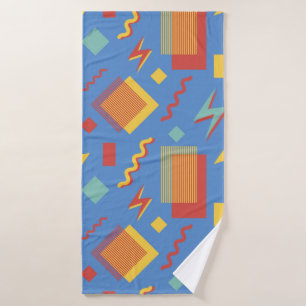 90s seamless pattern. Memphis background. Geometri Bath Towel