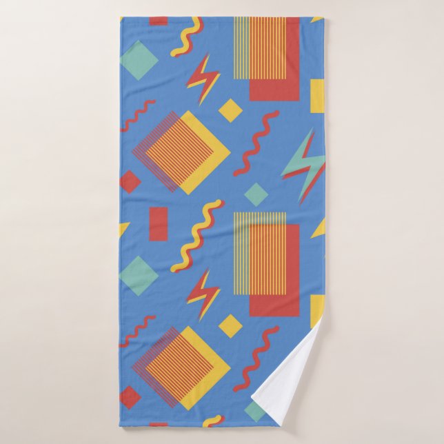 90s seamless pattern. Memphis background. Geometri Bath Towel (Bath Towel)