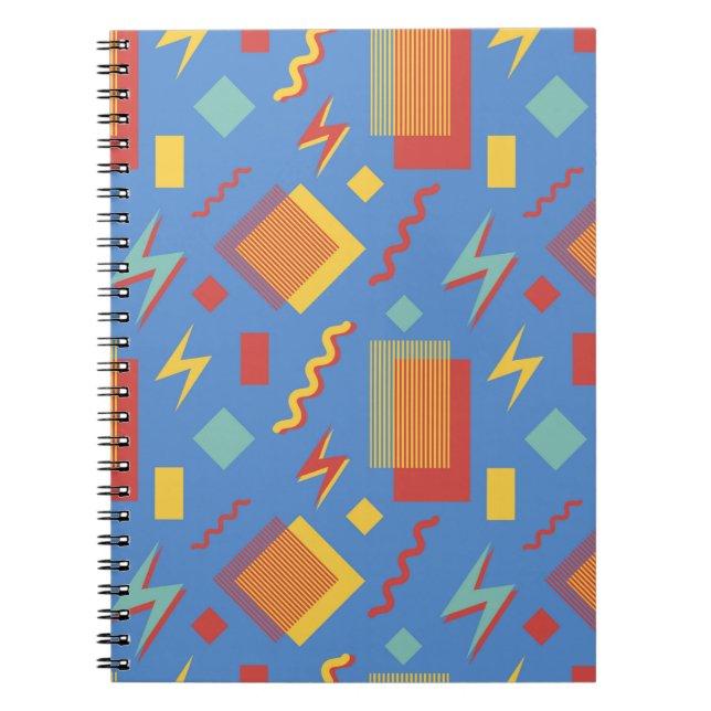 90s seamless pattern. Memphis background. Geometri Notebook (Front)