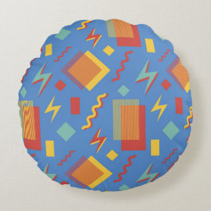 90s seamless pattern. Memphis background. Geometri Round Cushion