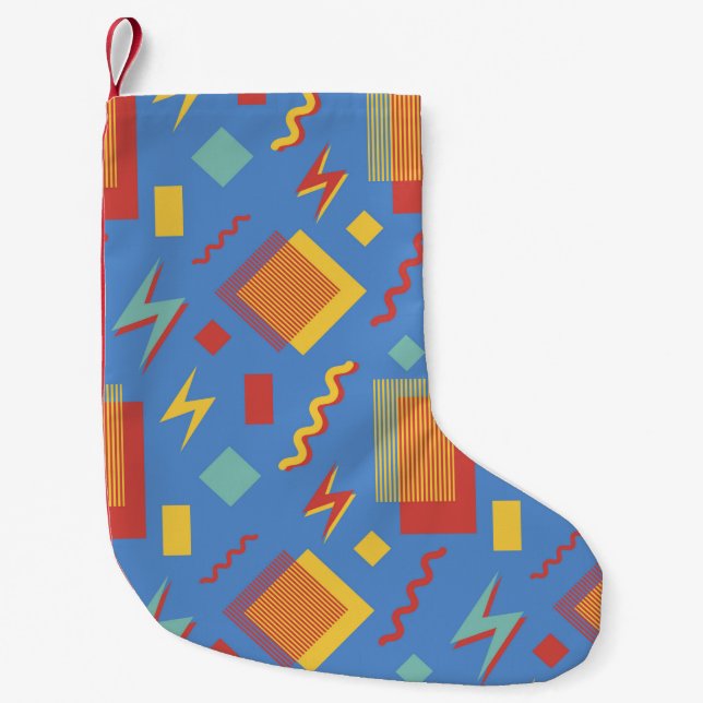 90s seamless pattern. Memphis background. Geometri Small Christmas Stocking (Front)