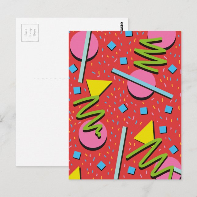 90s shapes pattern postcard (Front/Back)