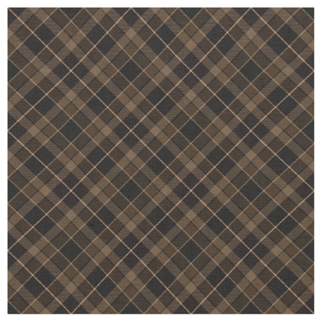 90s Slanted Plaid Pattern Brown Grunge Earthy Dark Fabric (Close Up)