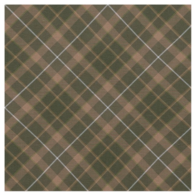 90s Slanted Plaid Pattern Brown Grunge Earthy Dark Fabric (Close Up)