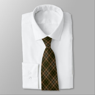 90s Slanted Plaid Pattern Brown Grunge Earthy Dark Tie