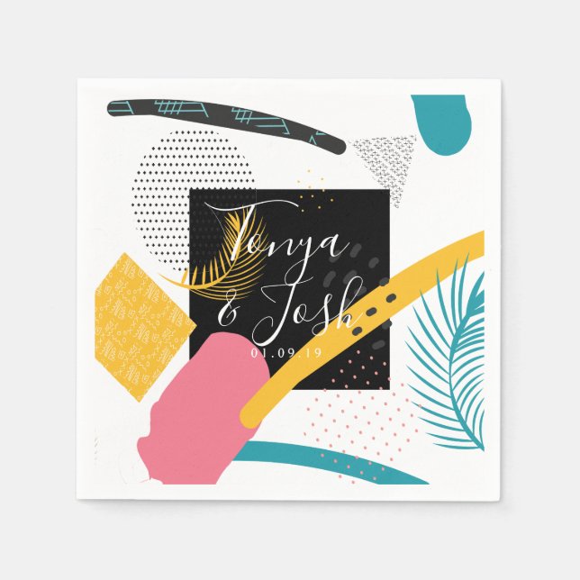 90s Splash Abstract Art Collage Napkin (Front)