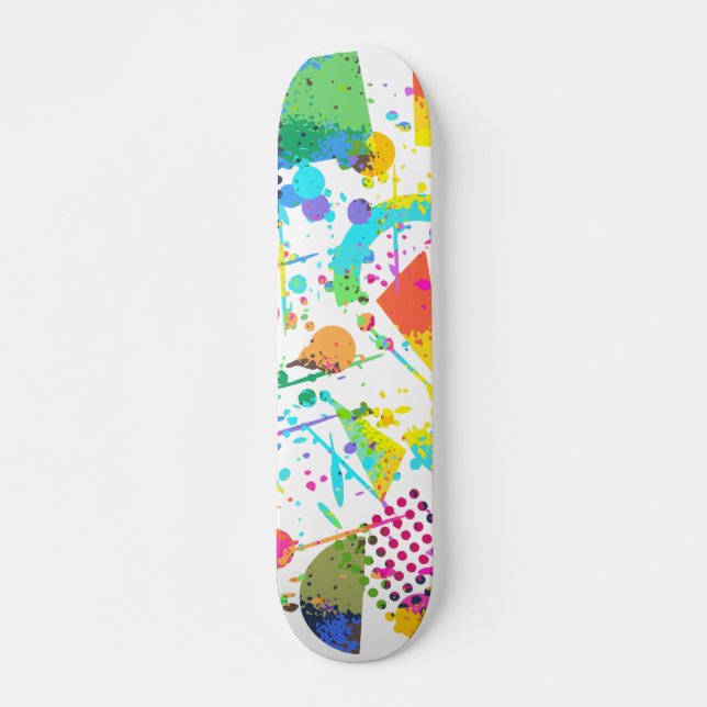 90s Style Colorful Geometric Retro Style Grunge Skateboard (Front)