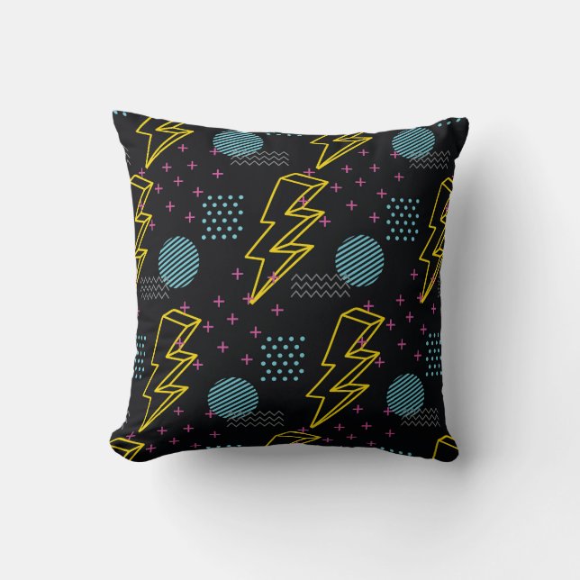 90's style: colourful abstract pattern cushion (Front)