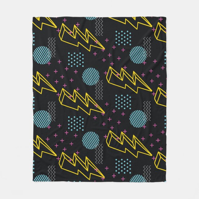 90's style: colourful abstract pattern fleece blanket (Front)